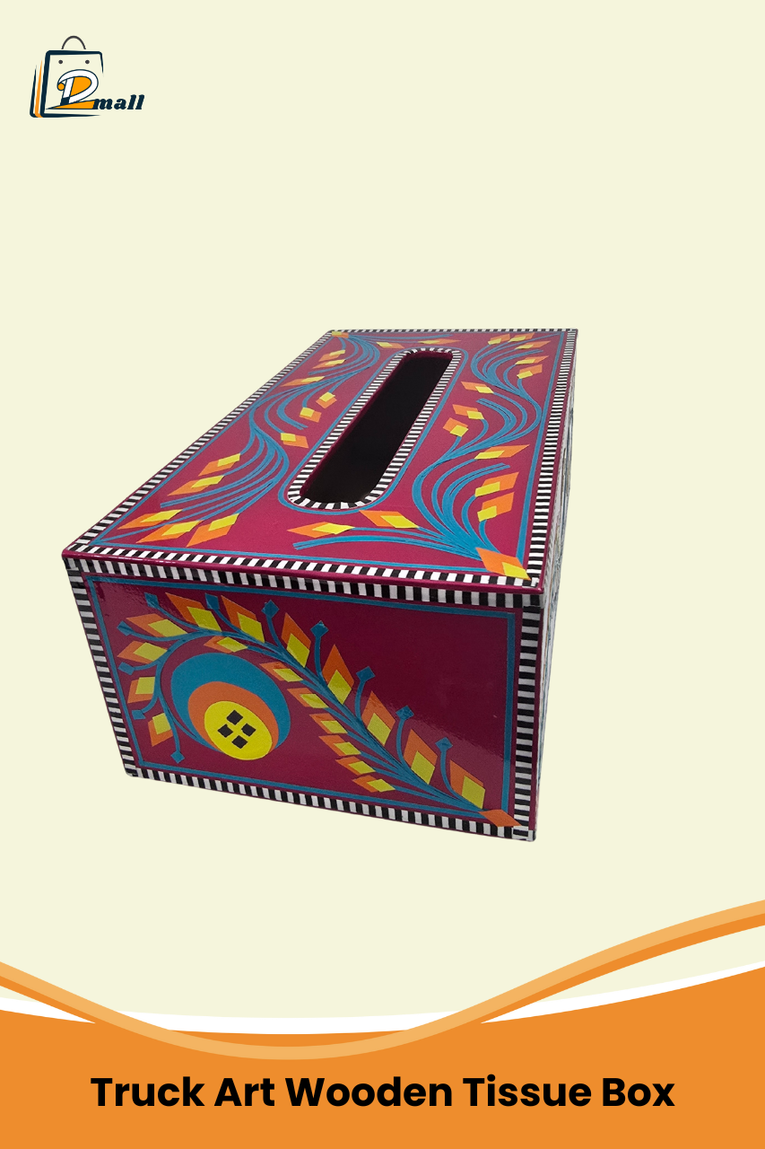 Truck Art Wooden Tissue Box – Handmade Multicolor Tabletop Tissue Holder
