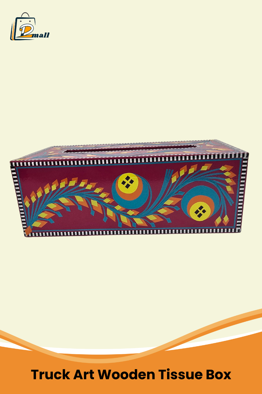 Truck Art Wooden Tissue Box – Handmade Multicolor Tabletop Tissue Holder