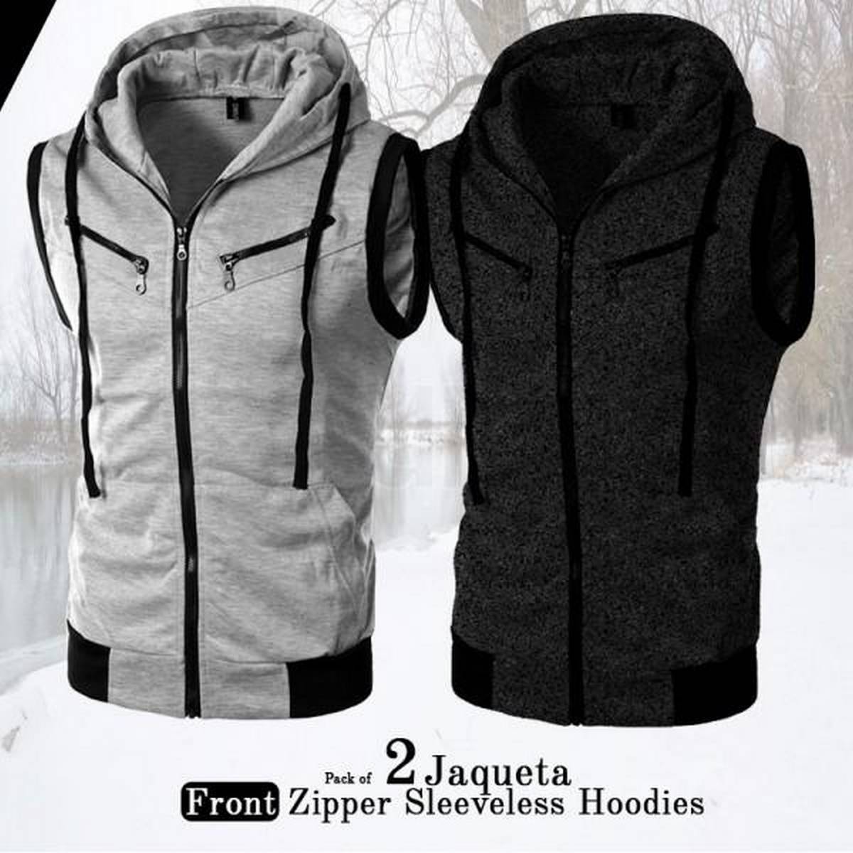Pack of 2 Jaqueta Front Zipper Sleeveless Hoodies | 2 Pieces | New Jet Collection Upper