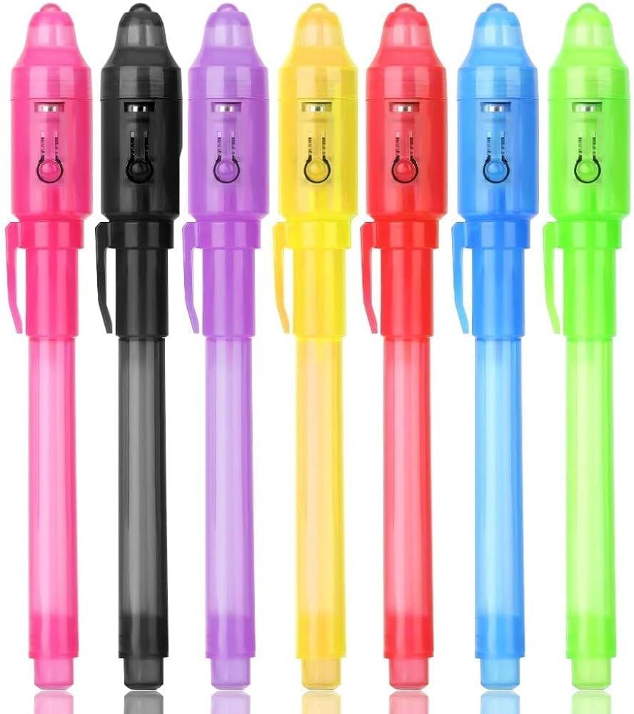 Secret Message Pen Invisible Colorless Ink or Spy Magic Pen with Uv Light (Set of 6)