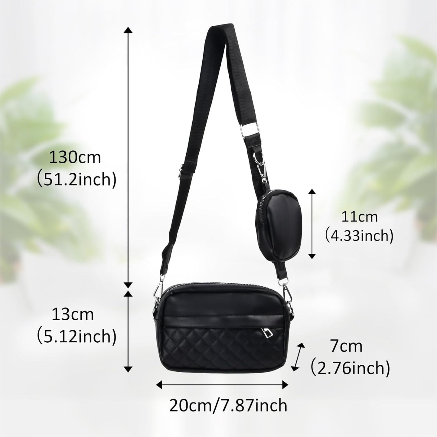 Stylish Girl's Convertible Crossbody Bag - Fashion Handbags for Ladies PU Leather Polyester Waterproof Shoulder Bags With Change Purse Trending Travel Crossbody Bag - 1 Pc, Black PU Leather
