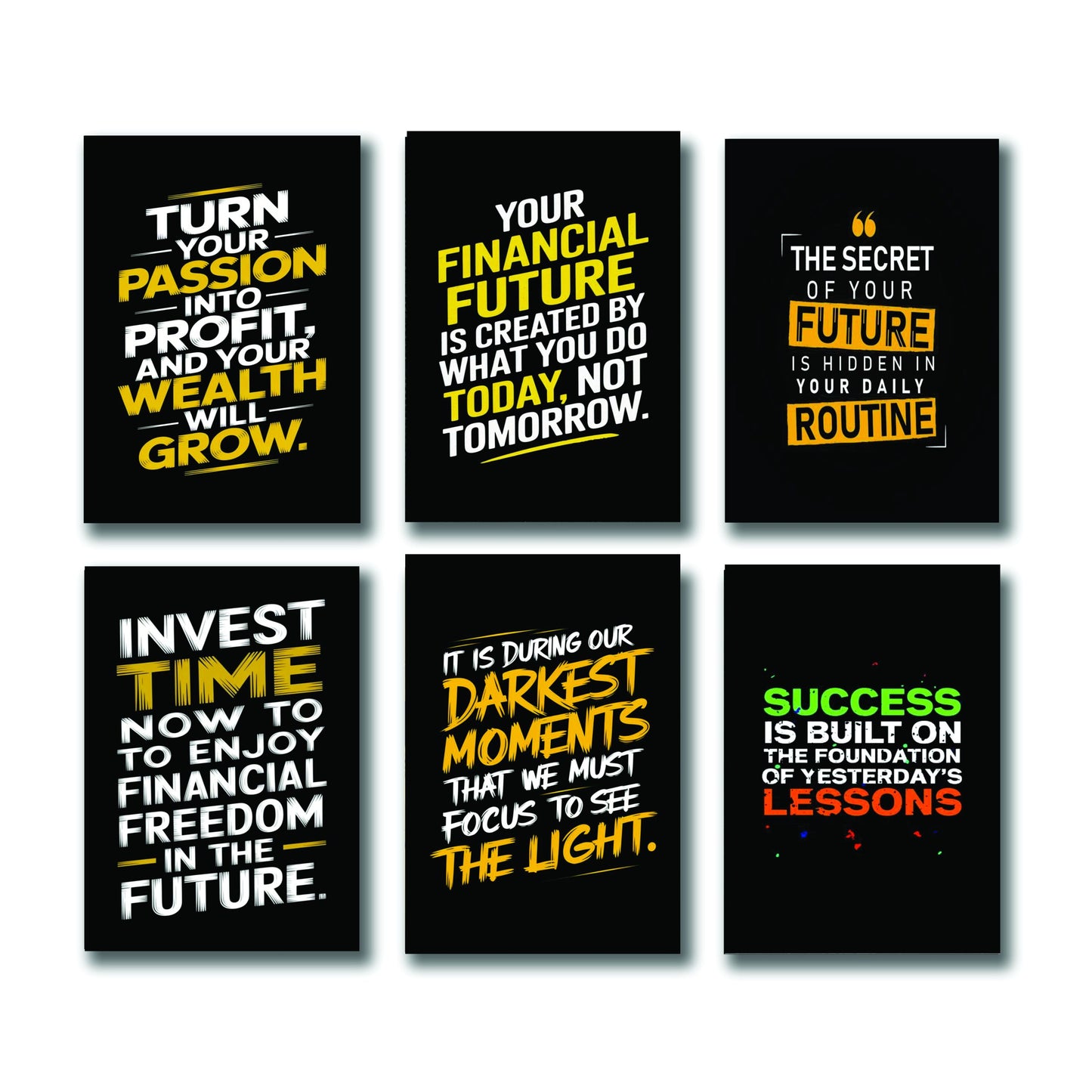 Set Of 6 Motivational Sticky Canvas Frames For Wall Decore / Sticky Phototiles