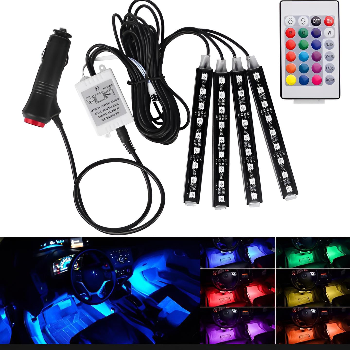 Interior light (with remote) 36 led RGB LIGHT strip Without button for bike/car/jeeb and all vehicles (With Box Packing)