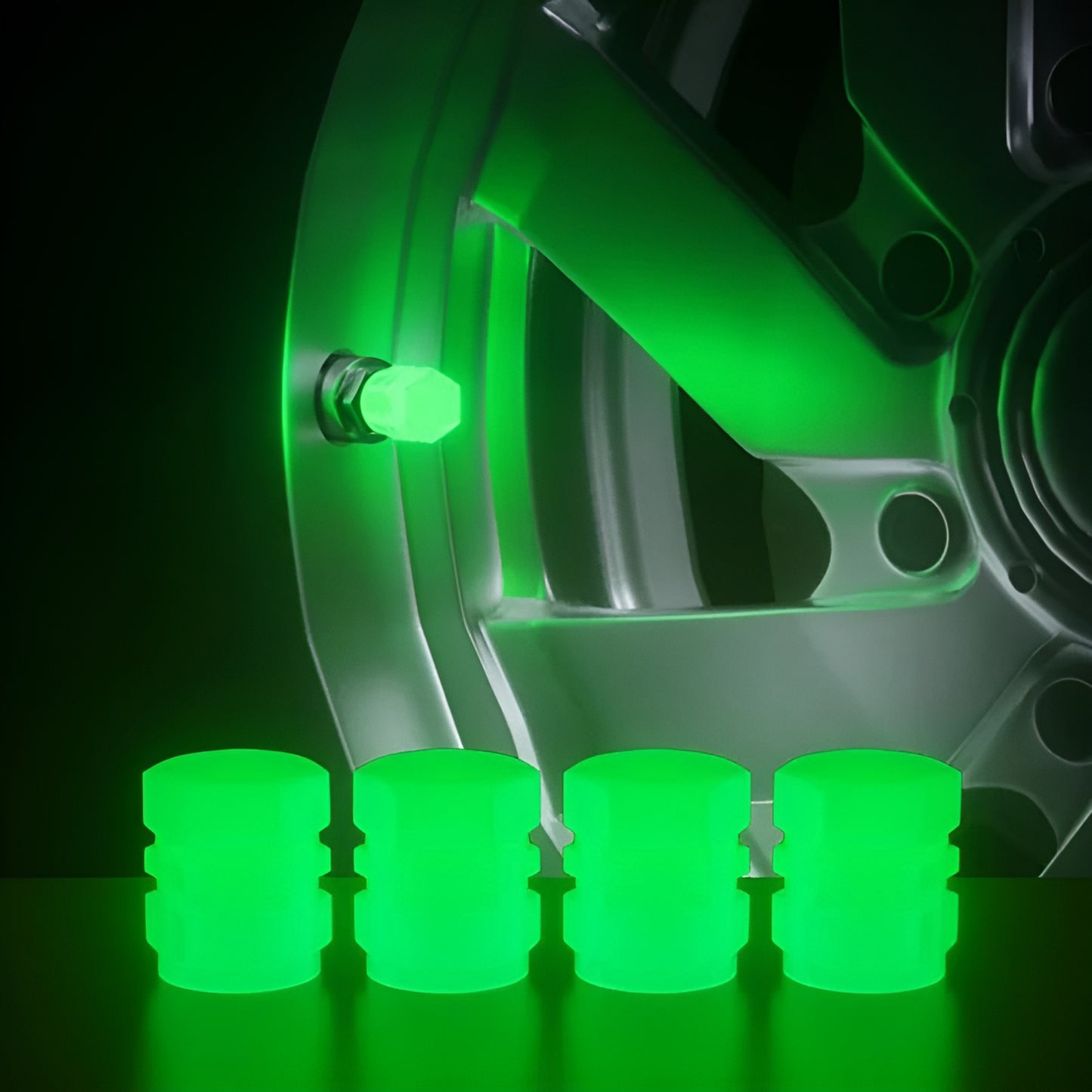 Luminous Valve Motorcycle Bicycle Bike Car Wheel Tyre Hub Cap Fluorescent Night Glowing Luminous Valve Stem Caps Decor