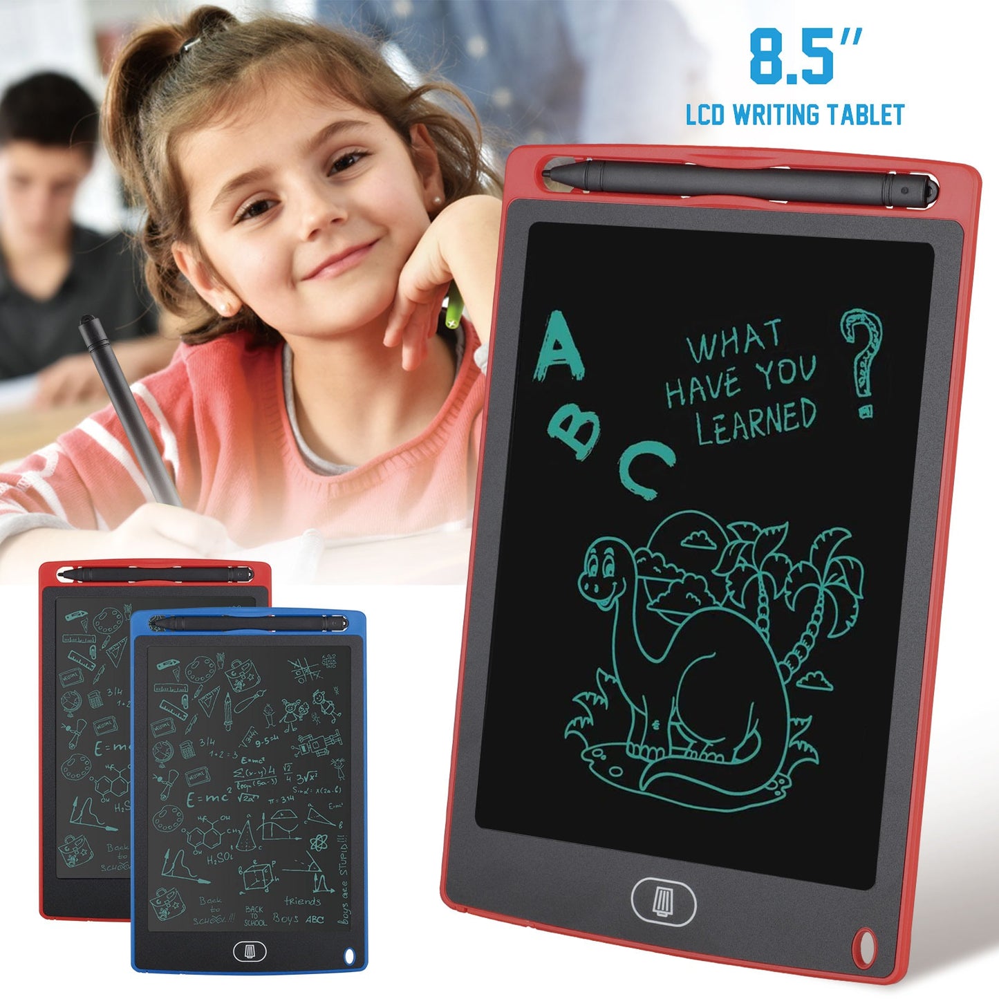 8.5 inch Multicolor Tablet Price | LCD writing tablet for kids - digital drawing pad - erasable writing board - writing pad (random color)