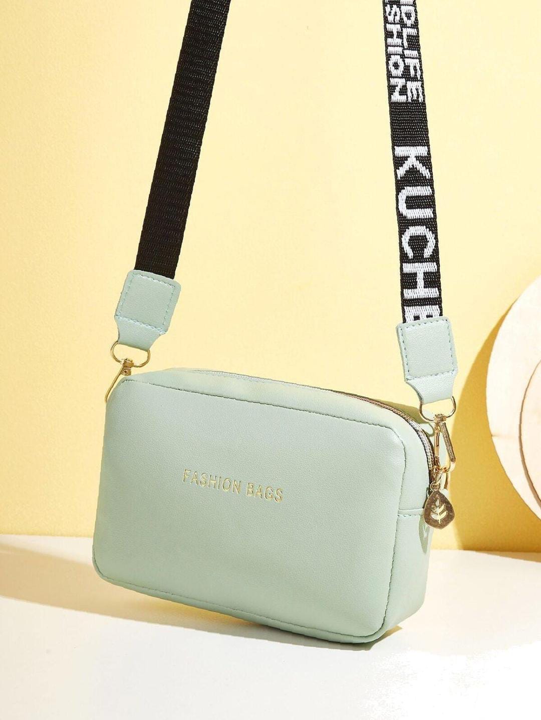PU Leather Wide Strap Crossbody Bag Simple Style Small Shoulder Bags for Women