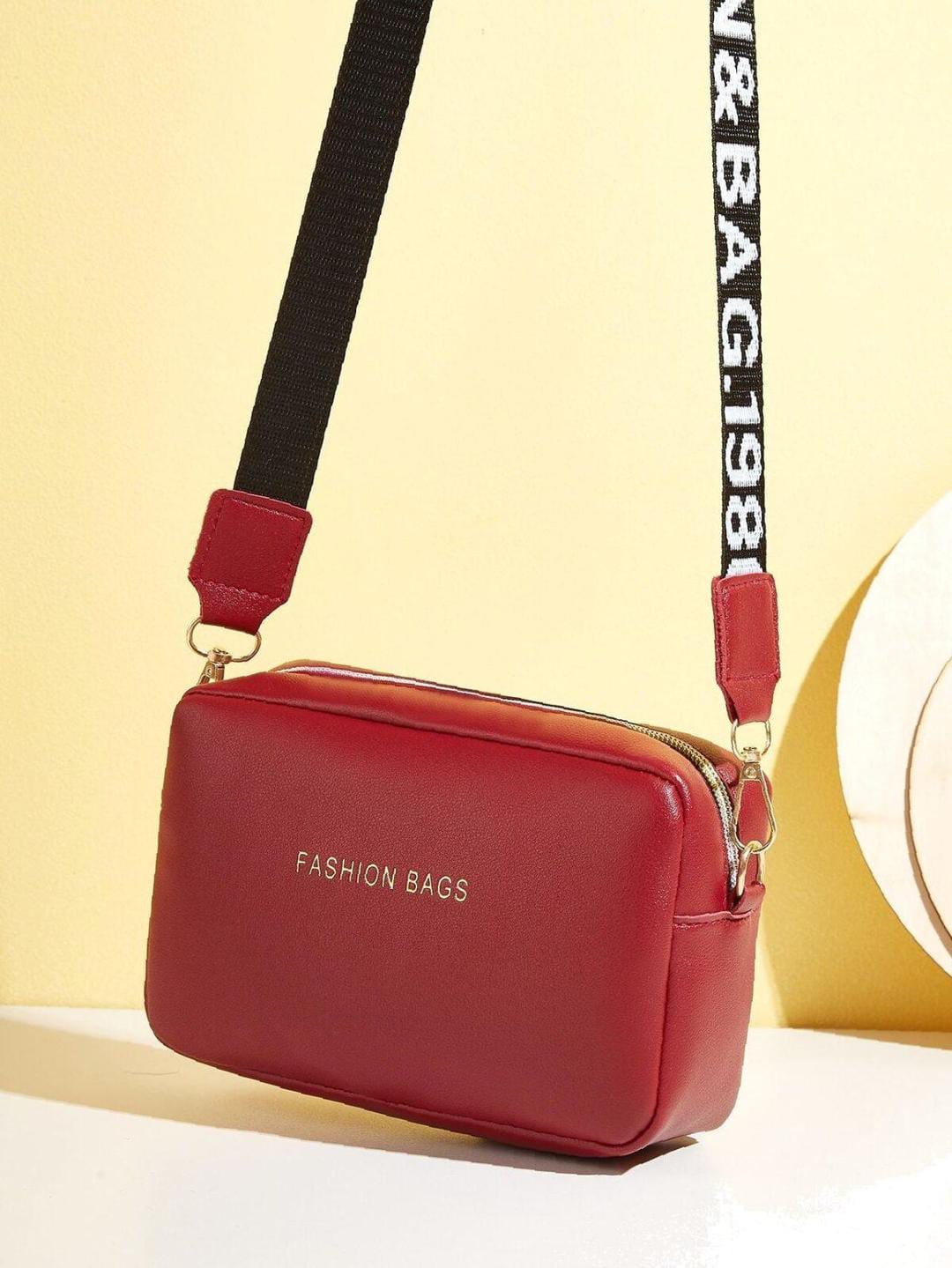 PU Leather Wide Strap Crossbody Bag Simple Style Small Shoulder Bags for Women