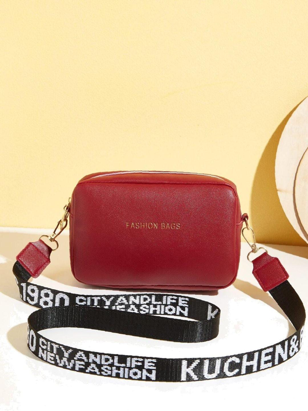 PU Leather Wide Strap Crossbody Bag Simple Style Small Shoulder Bags for Women