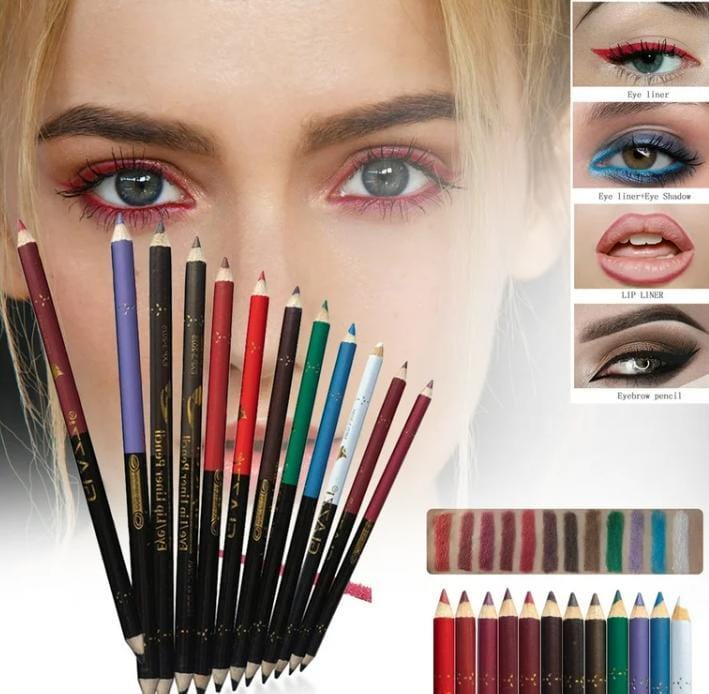 ( Pack of 12 )2 in 1 colors eye pencil multipurpose Eye Pencil (Random color )