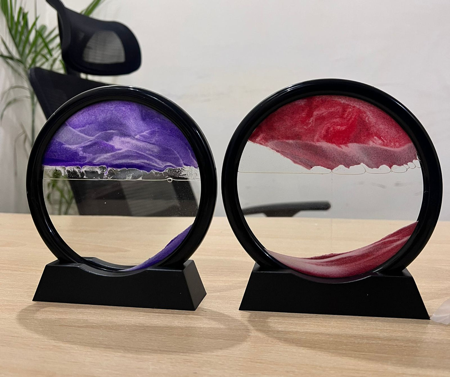Moving Sand Art 6 inches Sandscape Painting - Sand Clock - Hourglass Sand Timer - 3D Moving Sand Mountain with Metal Stand - Showpiece - Home Decoration