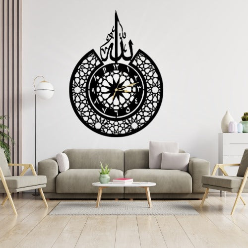 3D Islamic Wooden Wall Clock with 'Allah' Design ā Elegant Decorative Clock for Home, Office or Gift ā Laser Cut 3mm Lasani Wood ā Lightweight, Durable & Stylish