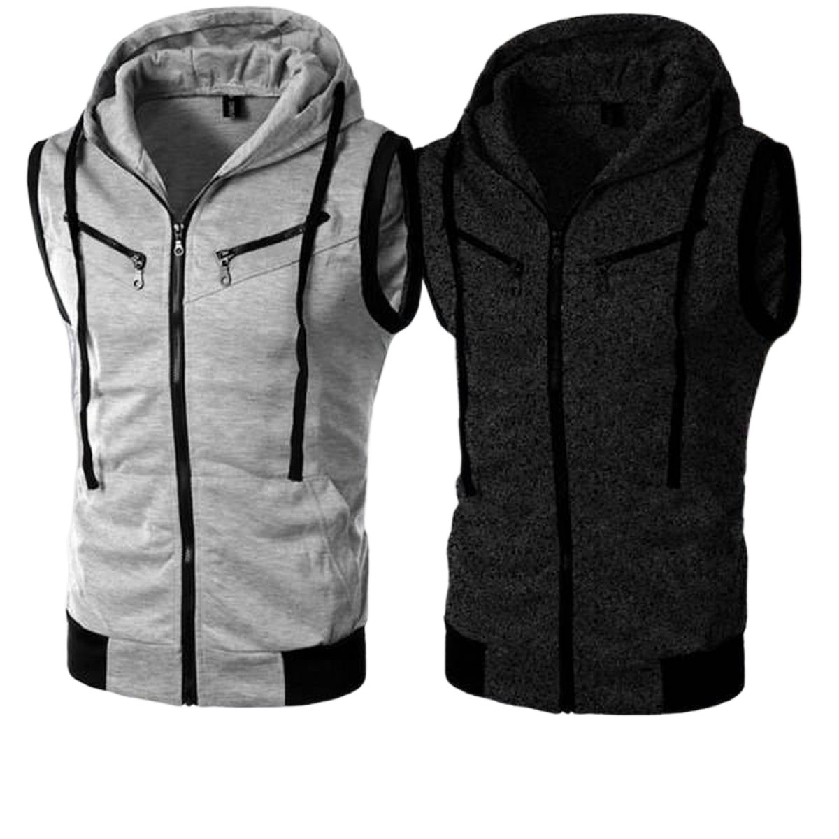 Pack of 2 Jaqueta Front Zipper Sleeveless Hoodies | 2 Pieces | New Jet Collection Upper