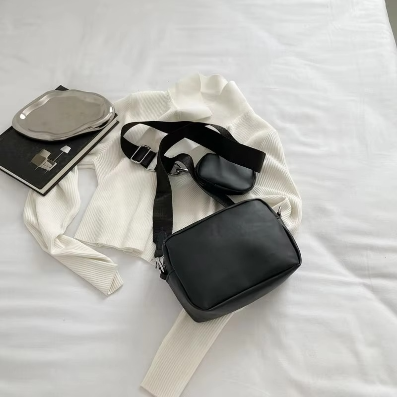 Stylish Girl's Convertible Crossbody Bag - Fashion Handbags for Ladies PU Leather Polyester Waterproof Shoulder Bags With Change Purse Trending Travel Crossbody Bag - 1 Pc, Black PU Leather