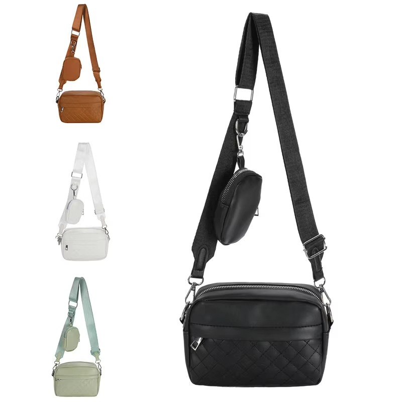 Stylish Girl's Convertible Crossbody Bag - Fashion Handbags for Ladies PU Leather Polyester Waterproof Shoulder Bags With Change Purse Trending Travel Crossbody Bag - 1 Pc, Black PU Leather
