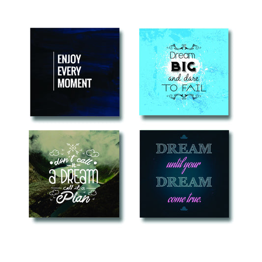 Set Of 4 Motivational Sticky Canvas Frames For Wall Decore / Sticky Phototiles