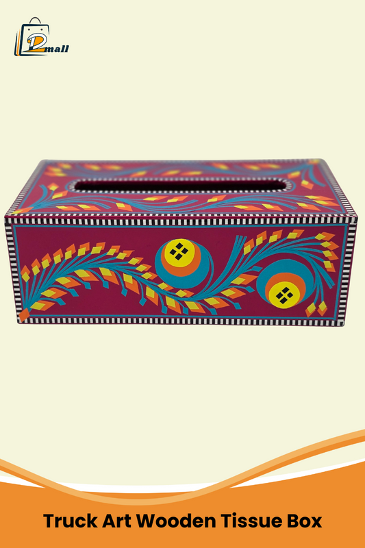 Truck Art Wooden Tissue Box – Handmade Multicolor Tabletop Tissue Holder