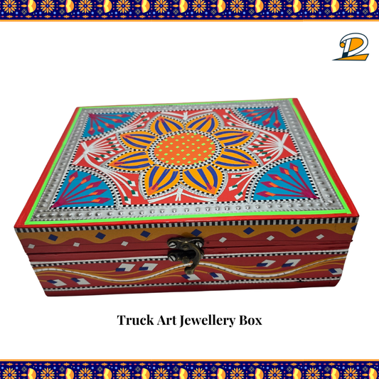 Truck Art Jewellery Box – Multicolor | Wood with Metal & Sticker Art | 9.5"x7.3"x3.3"
