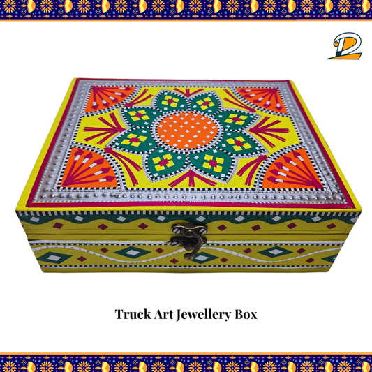 Truck Art Jewellery Box – Multicolor | Wood with Metal & Sticker Art | 9.5"x7.3"x3.3"