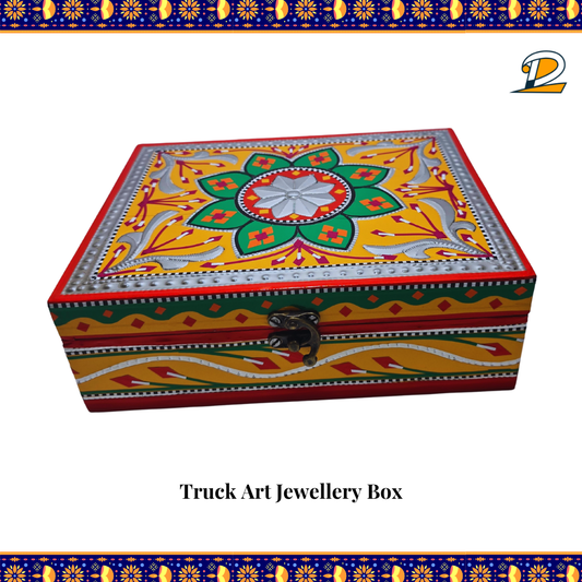 Truck Art Jewellery Box – Multicolor | Wood with Metal & Sticker Art | 9.5"x7.3"x3.3"