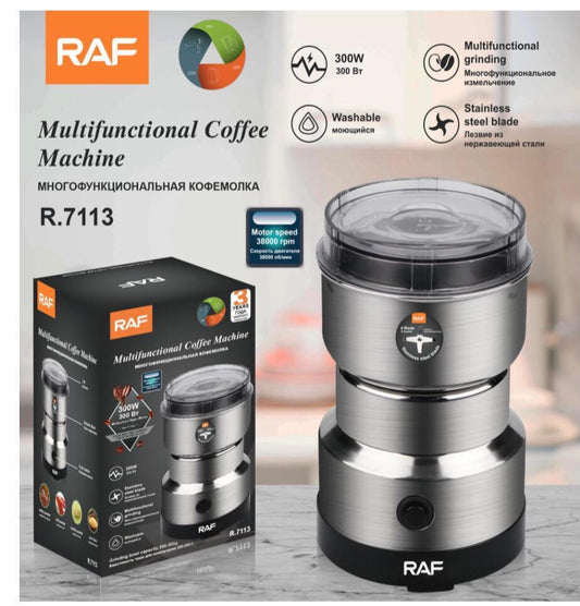 MULTI PURPOSE ELECTRIC COFFEE GRINDER AUTOMATIC COFFEE SPICE BEAN GRINDER STAINLESS STEEL RAF - 150Watts