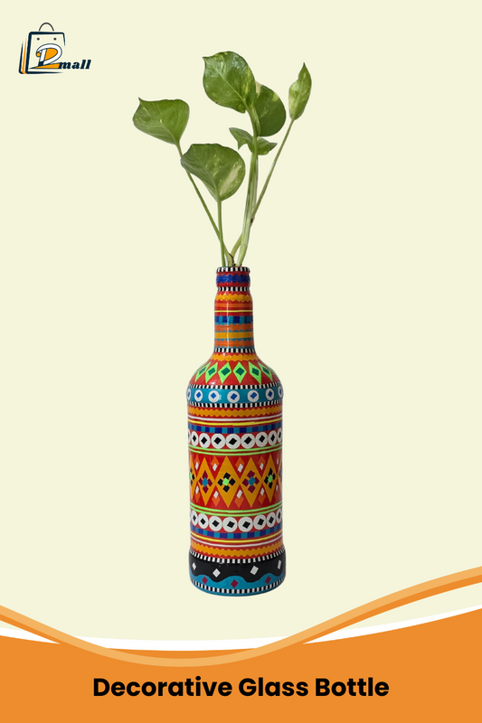 Traditional Chamakpatti Decorative Glass Bottle Vase – 750ml | Truck Art Inspired Home Decor