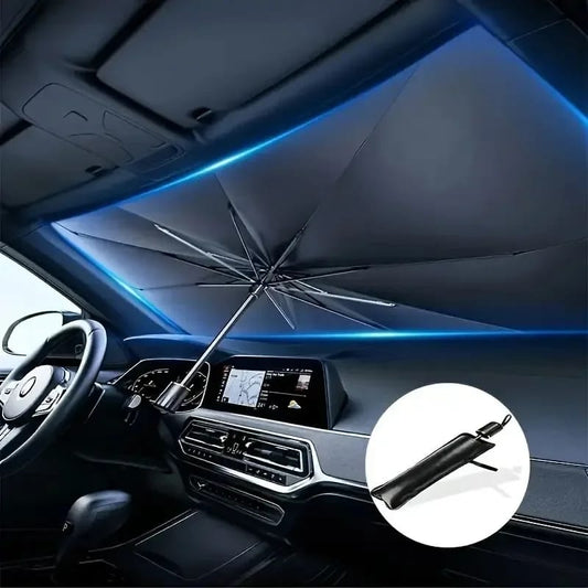 Car Umbrella Sunshade Car Windshield Sun Shade Umbrella, Sun Visor Protector, Foldable Front Window Sunshade Umbrella, Heat Insulation Protection ( Without Box )