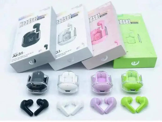 Earbuds Air 31 Airpods Wireless Earbuds With Crystal Transparent Case With Type-C Charging | Earbuds Bluetooth 5.3 (Without Pouch)
