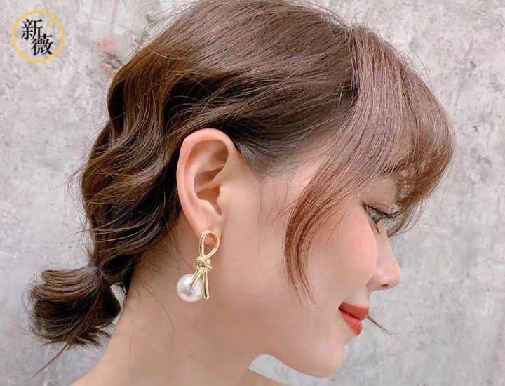 Knot Pearl Earrings Clip On Pearl Earrings Big Silver Grey Earrings | Earrings for Women Fashion | Luxury Look Artificial Earrings | Women Earrings
