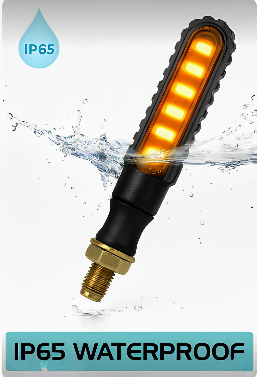Universal LED Turn Signal Indicator | Dual Color (Yellow &amp; White) | Waterproof &amp; Flexible | For 70cc, 125cc &amp; All Motorcycles