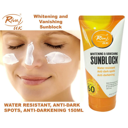 Rivaj Sunblock Whitening &amp; Vanishing SPF60 Ideal for all skin types [150ml]