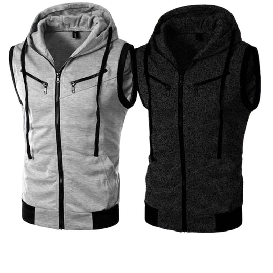 Pack of 2 Jaqueta Front Zipper Sleeveless Hoodies | 2 Pieces | New Jet Collection Upper